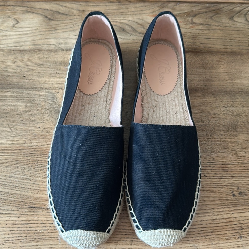 J. Crew SU22 Canvas Espadrille Flat Shoes Sz 10 Black Jute Soles Classic Slip On - Picture 16 of 16
